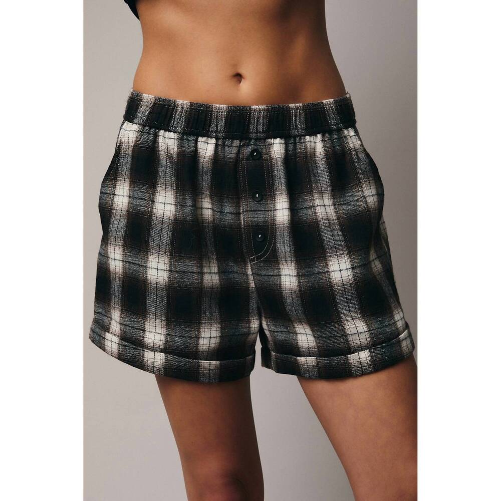 NEW SUNDAY EDITION plaid boxer shorts in brown/cream